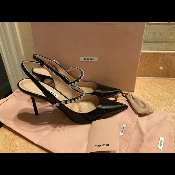 Brand new Miu Miu patent leather slingback 85mm heels - Picture 6 of 10